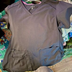XL Med Couture Gray V-Neck Scrub Top